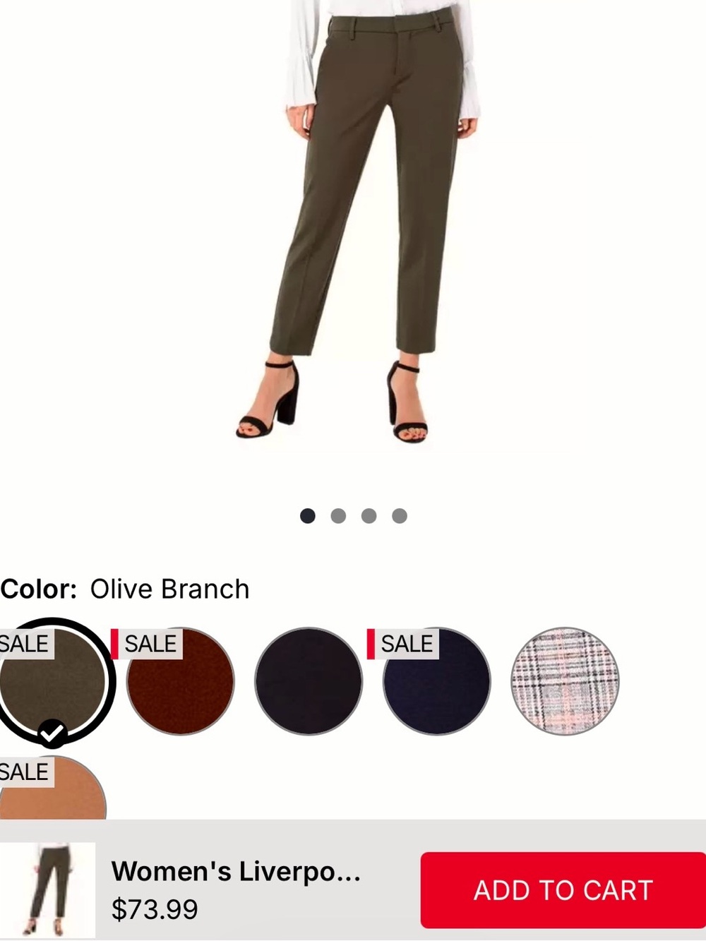 Liverpool Olive Branch Cropped Ankle Pants
